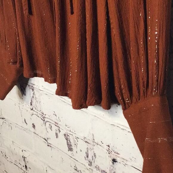 A.N.A Rust Brown Peasant Style Woman's Top Size Large - Picture 5 of 7